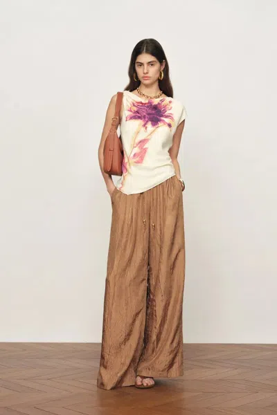 Fabrique Olivia Floral Print Cowl Neck Drapey Sleeveless Top In Light Chiffon In Black