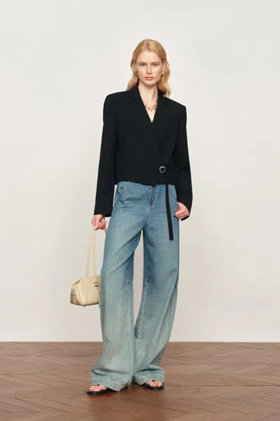 Fabrique Olivia Signature Hand Stitch Blazer In Sheep Wool In Blue