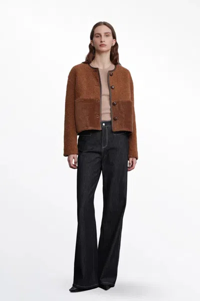 Fabrique Orla Paneled Short Coat In Wool In Brown