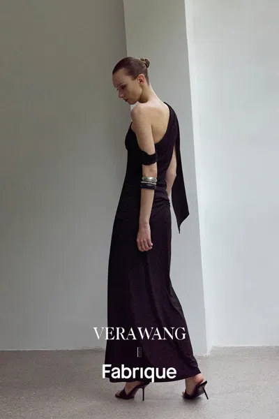 Fabrique Overture One-shoulder Ruched Top In Four Way Stretch Fabric In Black