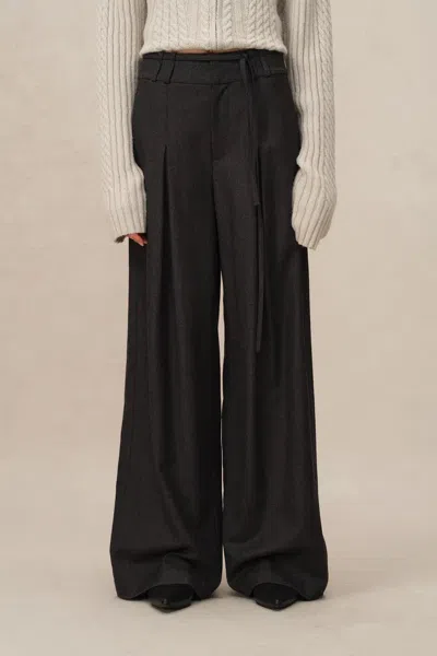 Fabrique Paola Wide Leg Suit Pants In Fine Worsted Wool In Gray
