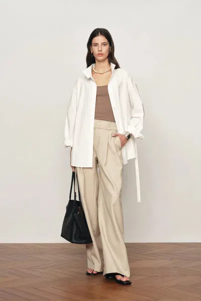 Fabrique Pearl Oversized Belted Shirt Jacket In White