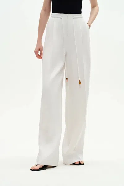 Fabrique Perla Drawstring Casual Pants In Hemp In White
