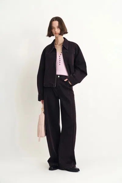 Fabrique Pike Boxy Cut Jacket In Cotton Denim In Black