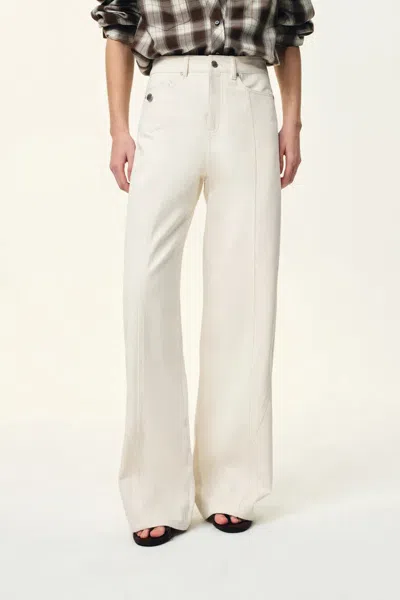 Fabrique Polly Front Seams White Barrel Leg Jeans In Cotton Denim