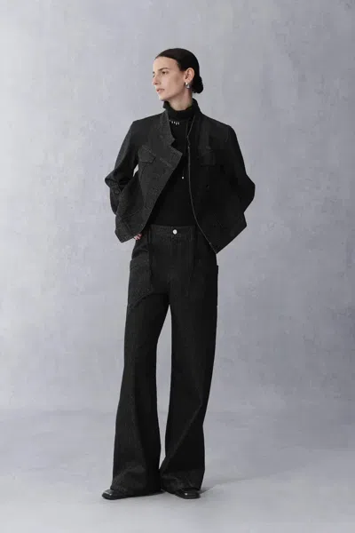 Fabrique Psyche Short Jacket And Jeans Matching Set In Cotton Denim In Black