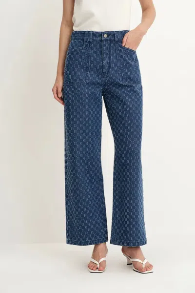 Fabrique Quinn Jacquard Straight Leg Jeans In Jacquard Denim In Blue
