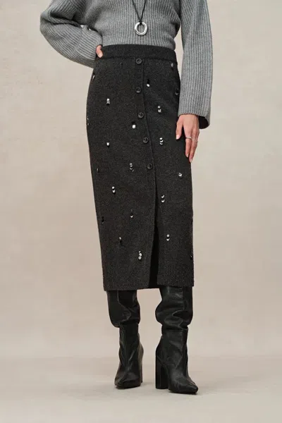 Fabrique Rachel Sequined Knit Skirt In Gray