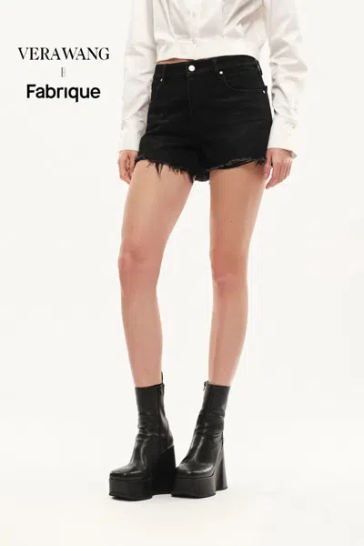 Fabrique Rebel Washed Jeans Shorts In Thin Denim In Black
