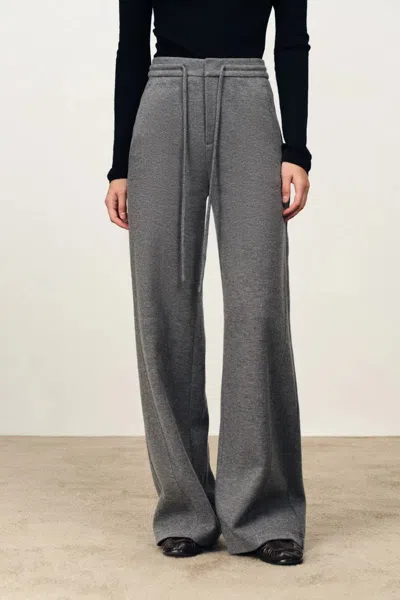 Fabrique Reese Baggy Wide Leg Casual Pants In Merino Wool In Gray