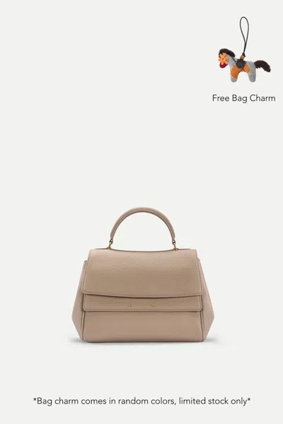 Fabrique Rialto Small Handbag In Pebble-grain Top-grain Cowhide Leather In Gray