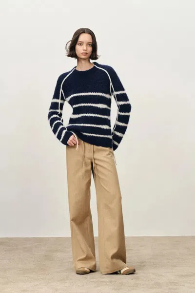 Fabrique Rita Hand Painted Irregular Stripe Design Sweater In Alpaca Blend In Multi