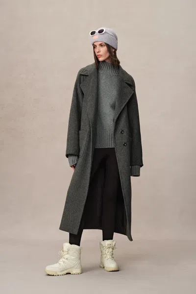 Fabrique Rond Lapel Overcoat In Alashan Camel Wool Silk In Gray