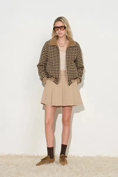 Fabrique Rosemary Reversible Plaid Fleece Jacket In Brown