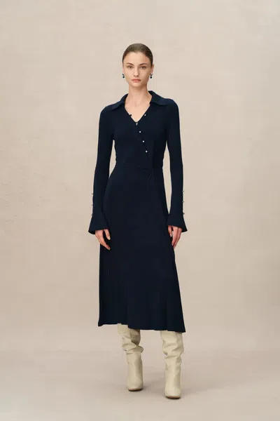 Fabrique Ruby Knotted Dress In Thermolite Knit In Black