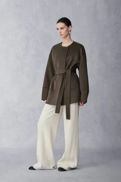 Fabrique Ryan Wool Short Coat In Double Face Merino Cashmere In Green