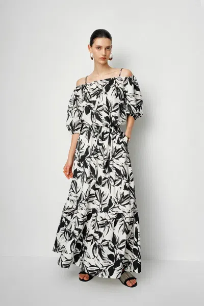 Fabrique Samira Adjustable Strap Top And Maxi Skirt Matching Set In Linen In Black
