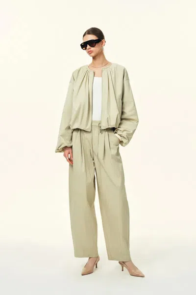 Fabrique Sana Parachute Bomber Jacket And Pants Matching Set In Cotton In Green