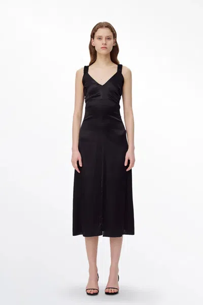 Fabrique Scrunchie Dress In Mulberry Silk Blend In Black