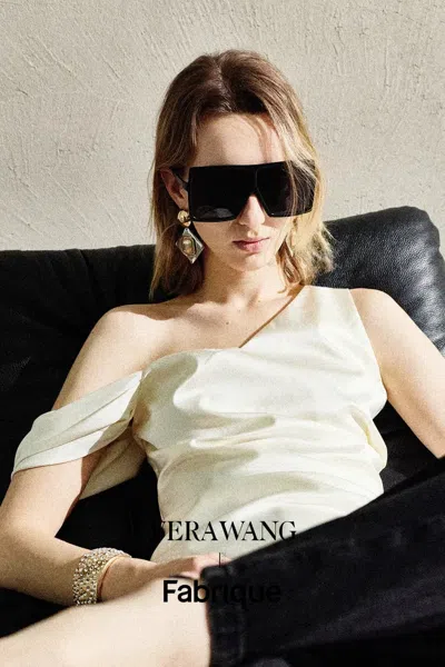 Fabrique Sculpture One Shoulder Asymmetric Sleeveless Top In Mulberry Silk In White