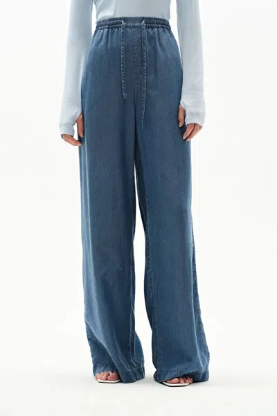 Fabrique Seren Elastic Waist Wide Leg Jeans In Lyocell Denim In Blue