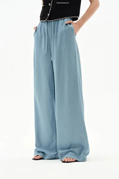 Fabrique Seren Elastic Waist Wide-leg Jeans In Lyocell Denim In Blue