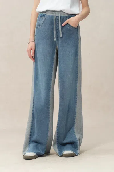 Fabrique Sereta Two Color Casual Pants In Blue