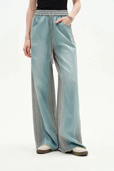 Fabrique Sereta Wide Leg Denim Jeans In Cotton Jersey In Blue