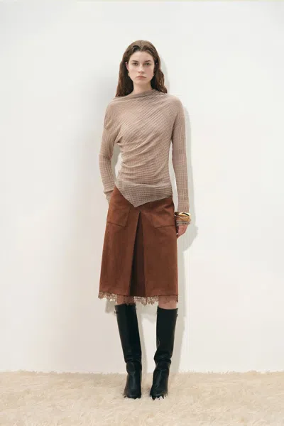 Fabrique Severine Runched Sheer Top In Grey
