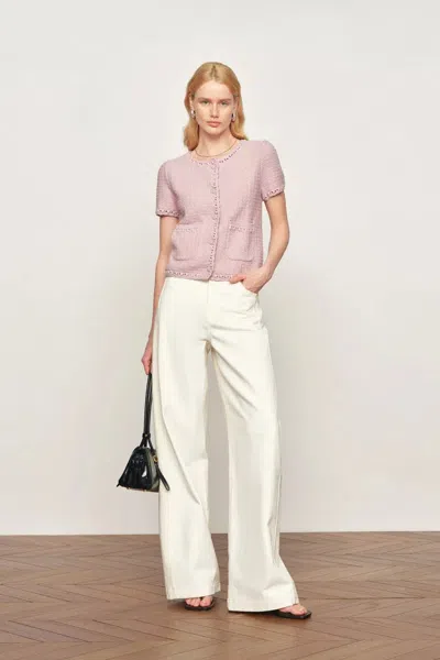 Fabrique Shay Short Sleeve Cardigan In Mulberry Silk In Pink