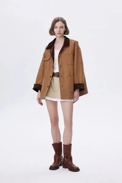 Fabrique Shirley Quilted Jacket In Cotton Corduroy In Brown