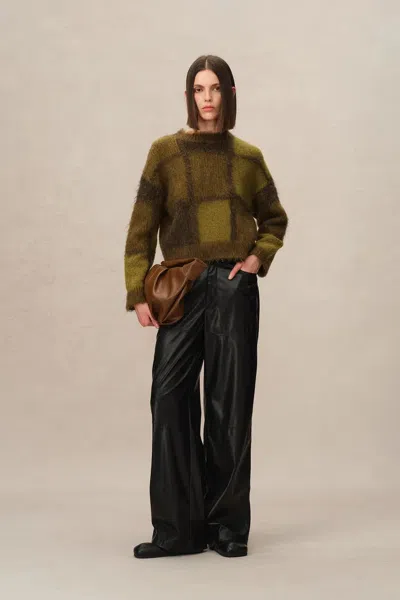 Fabrique Sibton Checked Cropped Pullover In Baby Alpaca Blend Knit In Brown