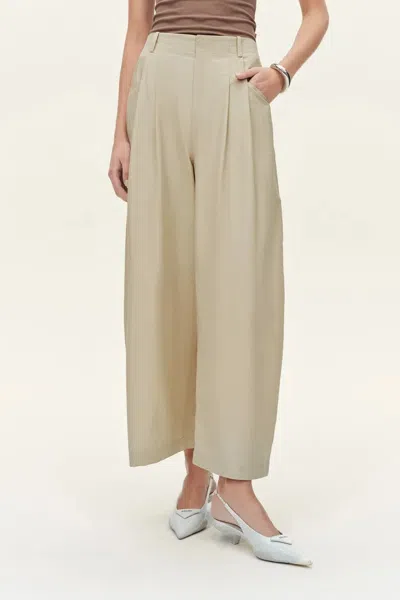 Fabrique Sienna Airy Drawstring Barrel Leg Pants In Cotton Blend In Brown