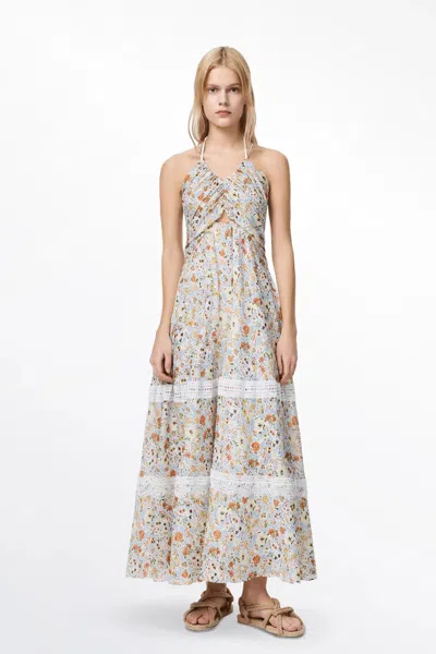 Fabrique Sijia Flora Lace Dress In Tencel Linen In Neutral