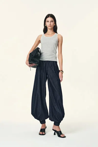 Fabrique Skye Striped U Neck Racerback Tank Top In Soft Stretch Knit In Black