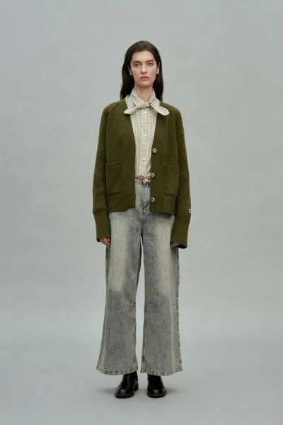 Fabrique Sofia Double Pocket Cardigan In Merino-cashmere Blend Knit In Green