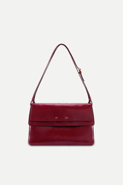 Fabrique Soft Rialto Double Flap Bag In Oiled Waxed Cowhide Leather In Red