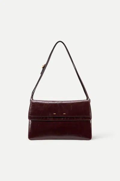Fabrique Soft Rialto Double Flap Bag In Oil-waxed Cowhide Leather In Burgundy