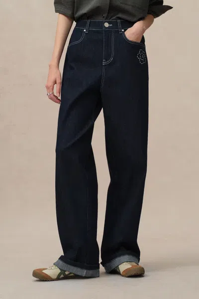 Fabrique Somi Curved Blade Jeans In Stretchy Turkish Denim In Blue