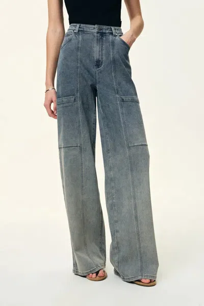 Fabrique Spice Gradient Mud Dyed Straight Leg Jeans In Stretch Cotton Denim In Blue