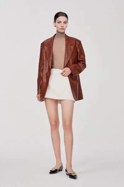 Fabrique Stonham Blazer In Eco Wax Leather In Brown