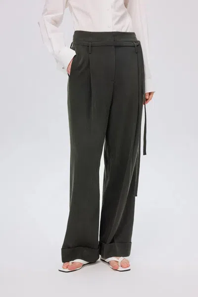 Fabrique Suma High Waisted Straight Leg Pants In Tencel Lyocell Blend In Black