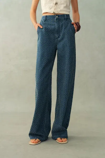 Fabrique Sunny Wide Leg Jeans In Cotton Denim In Blue