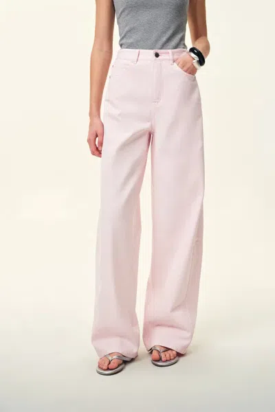Fabrique Sunset Soft Barrel Leg Jeans In Cotton Denim In Pink
