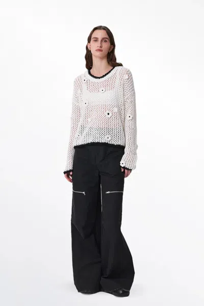 Fabrique Susanne Crochet Hollow-out Pullover In Cotton In White