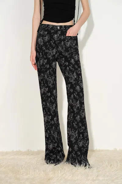 Fabrique Sylvia Custom Jacquard Flared Jeans In Black