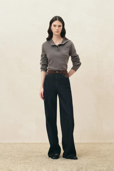 Fabrique Tess Hooded Cropped Top In Cashmere Knit In Gray