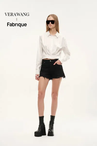 Fabrique Tessera Pleated Crop Shirt In Cotton In White