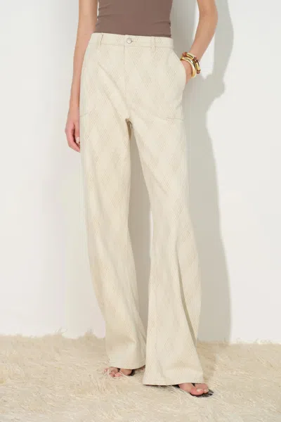 Fabrique Thalia Argyle Barrel Leg Jeans In Jacquard Denim In White