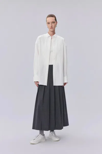 Fabrique Tuxedo Wing Collar Shirt In Cotton Bubble Yarn In White